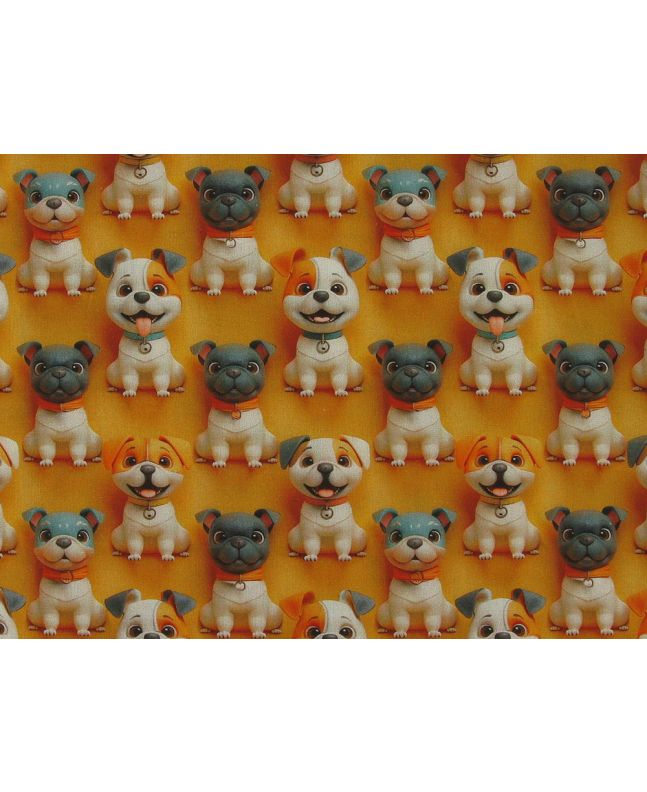 3D Fantasy Cotton Print, Cheerful Pups
