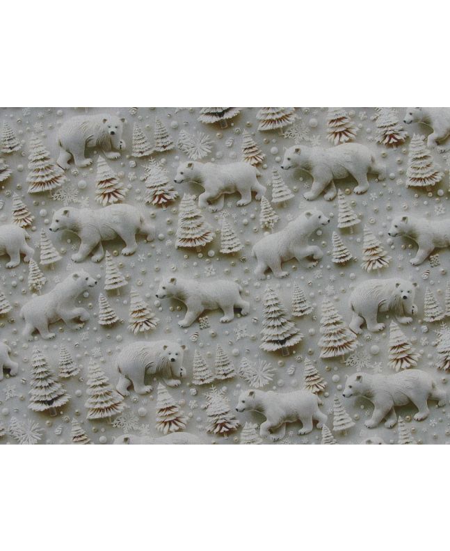 3D Fantasy Cotton Print, Christmas Polar Bears