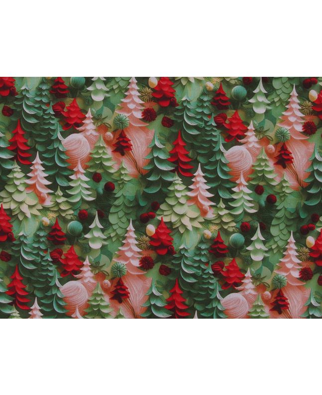 3D Fantasy Cotton Print, Christmas Trees