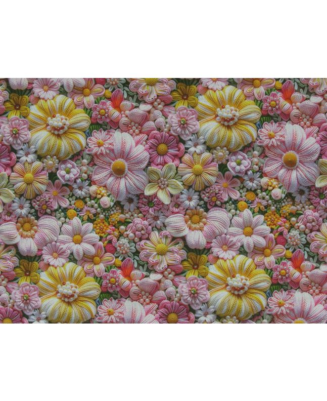 3D Fantasy Cotton Print, Floral Explosion