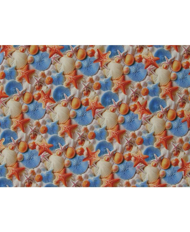 3D Fantasy Cotton Print, Sea Shells