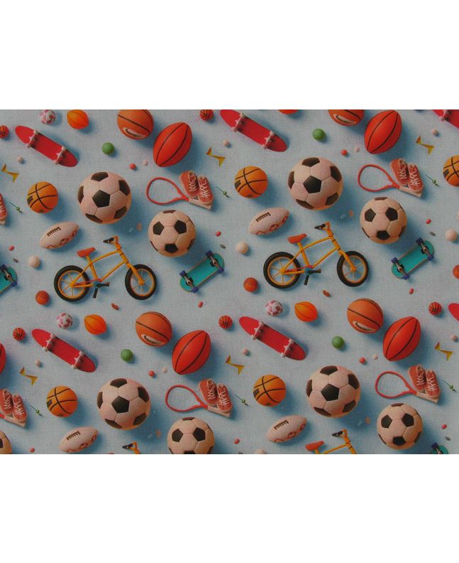 3D Fantasy Cotton Print, Sports, Blue