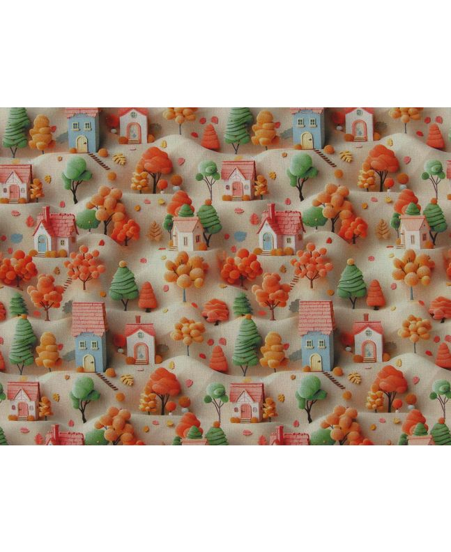 3D Fantasy Cotton Print, Suburbia