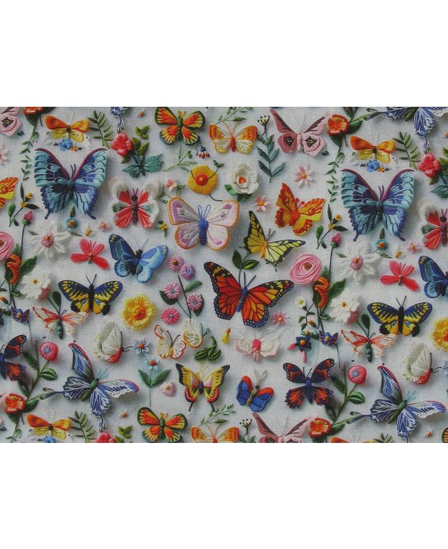3D Fantasy Cotton Print, Summer Butterflies