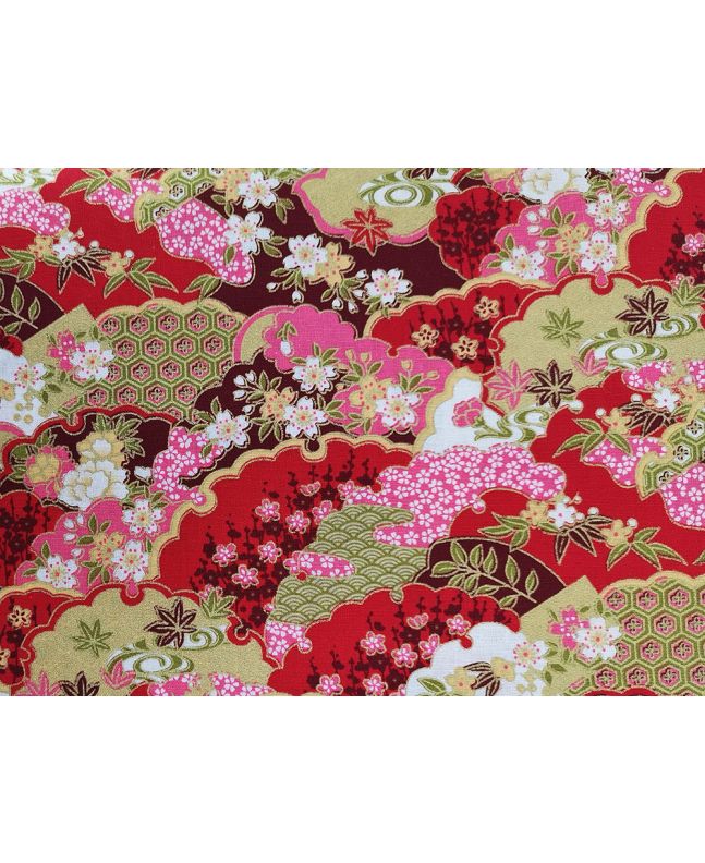 Isumi Japanese Foil Cotton Print, Rolling Hills, Red