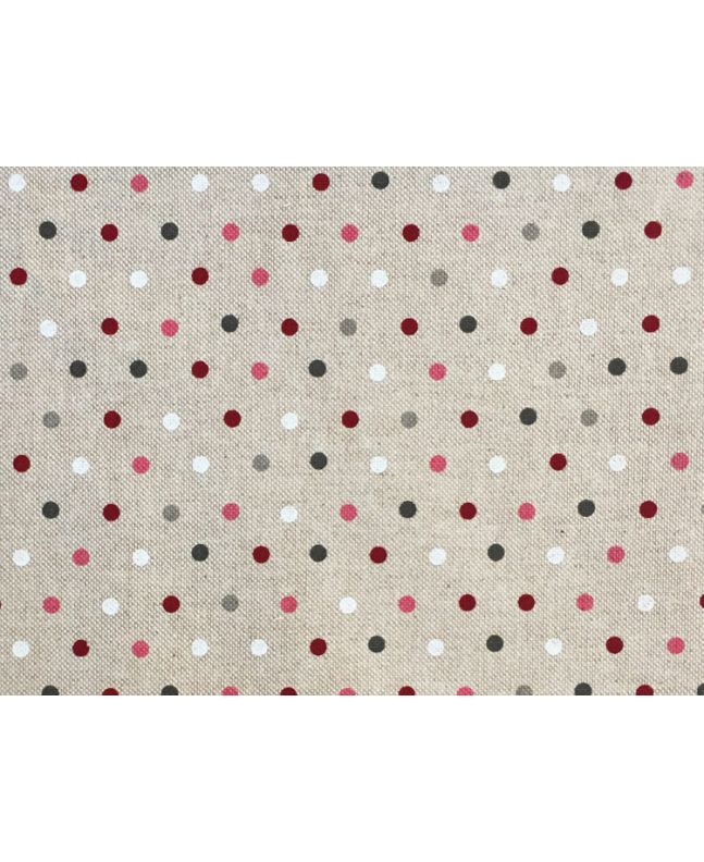 Linen Look Printed Panama, Dots, Berry