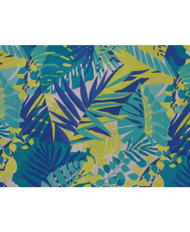 Abstract Flora Bubble Satin Leaves, Blue