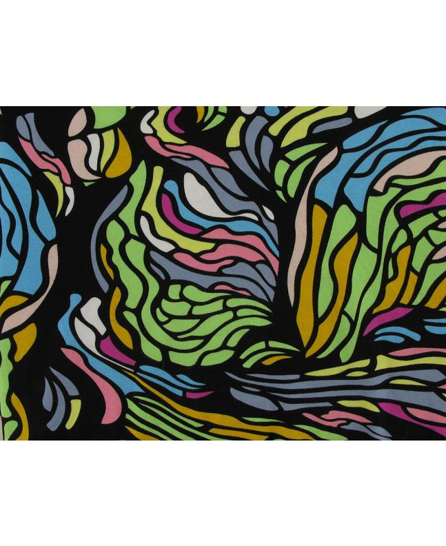 Abstract Shapes Viscose Jersey Print, Black