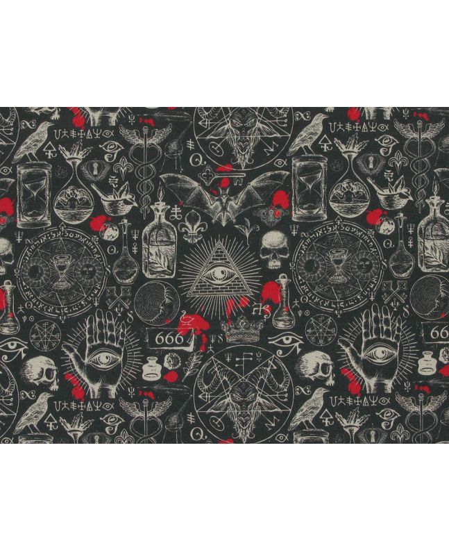 Alchemists Notebook Printed Cotton, Black