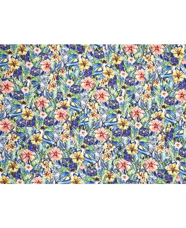 Allover Roses Printed Linen Blend