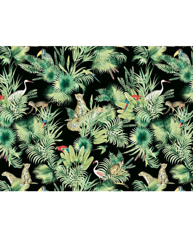 Amazonian Animals Cotton Print, Black
