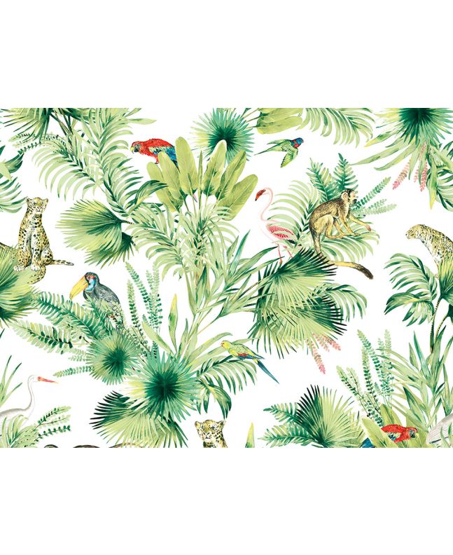 Amazonian Animals Printed Velvet, Natural