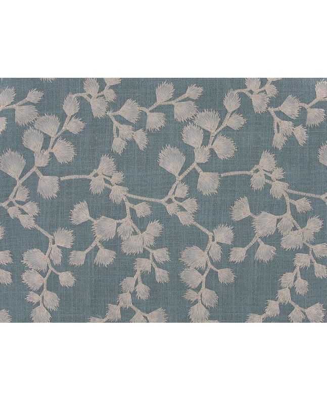 Annova Embroidered Curtain Fabric, Teal