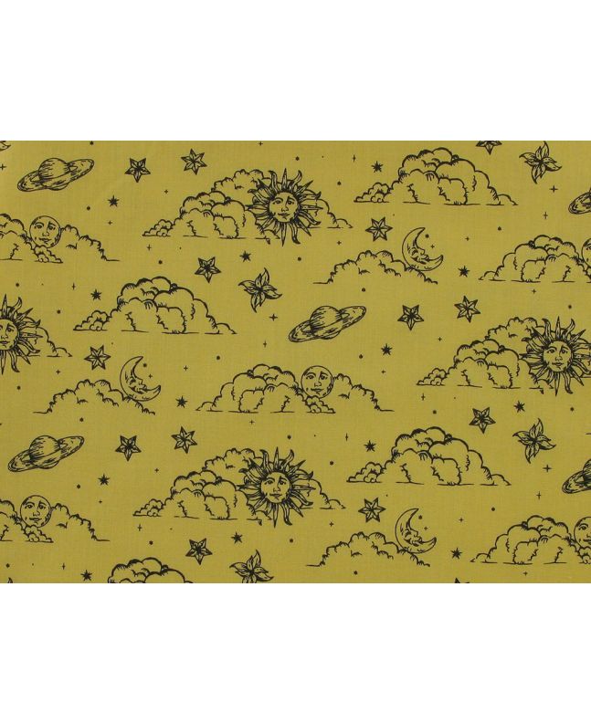 Astrology View Polycotton Print, Yellow