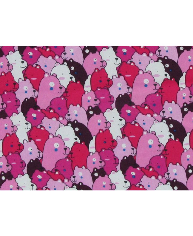 Bear Brigade Cotton Poplin Print, Pink
