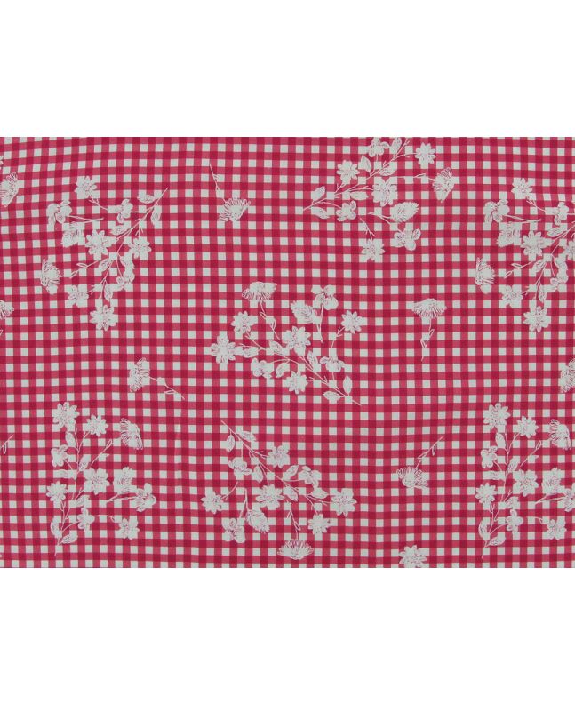 Berry Gingham Viscose Print, Raspberry