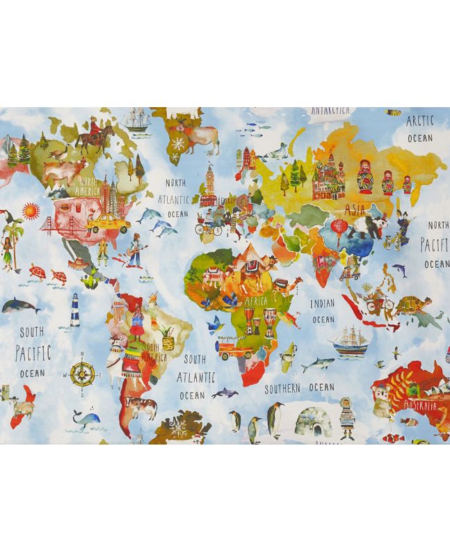 Big Adventure Map Heavy Cotton Print