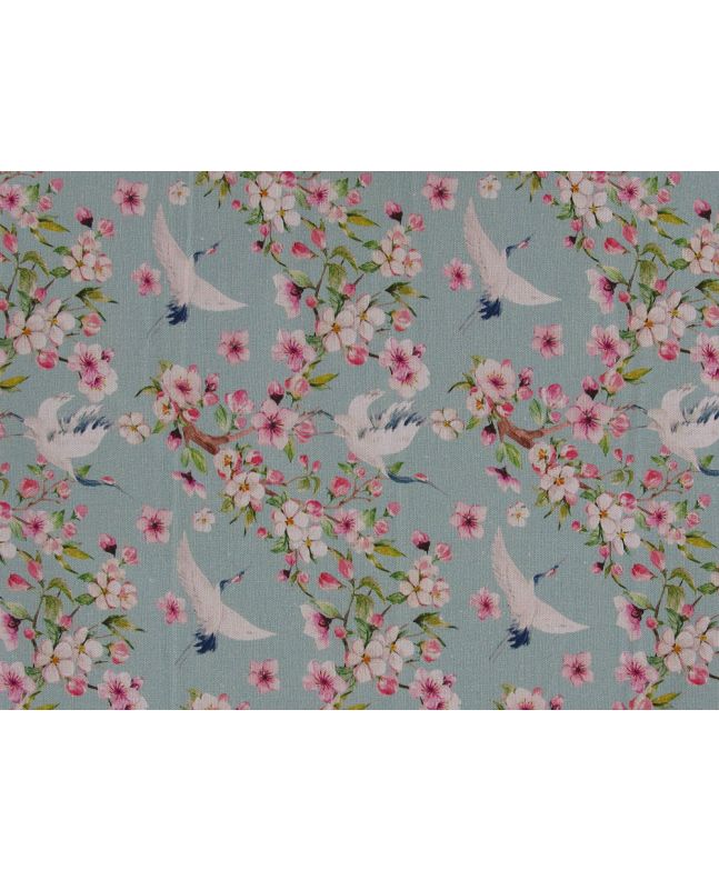 Bird Blossom Printed Linen Blend