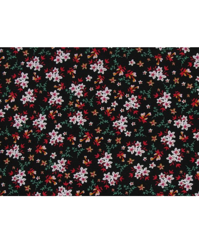 Blossom Bunch Viscose Print, Black