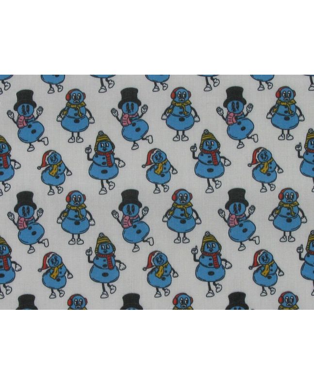 Snowman Flurry Friends Polycotton Print, White