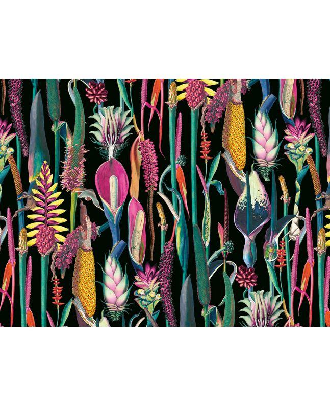 Botanical Wonders Printed Velvet, Black