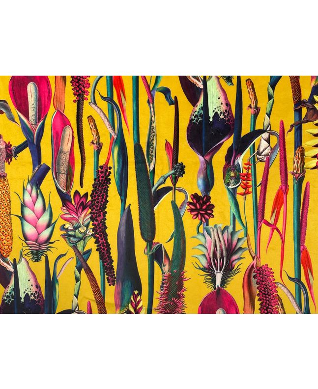 Botanical Wonders Printed Velvet, Ochre