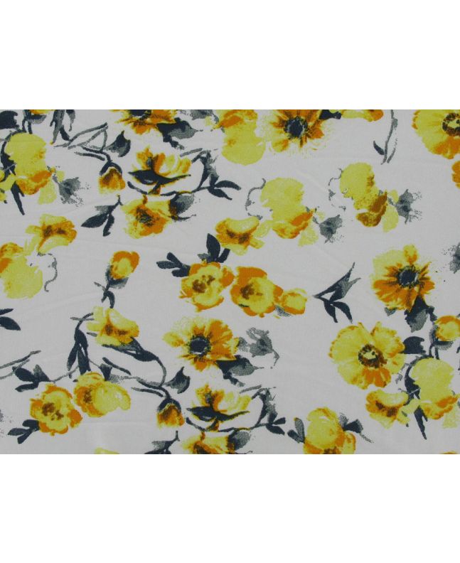 Bright Blooms Polyester Jersey, Yellow