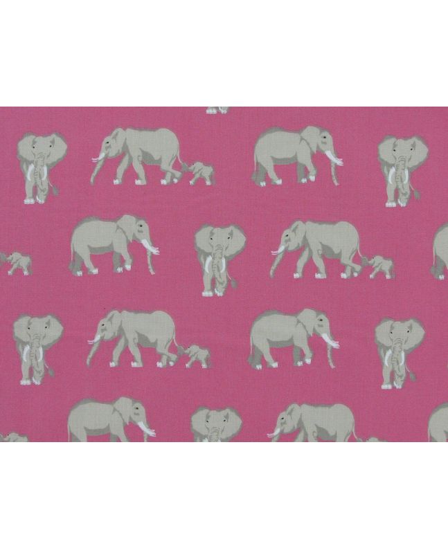 Bright Safari Elephant Polycotton, Pink