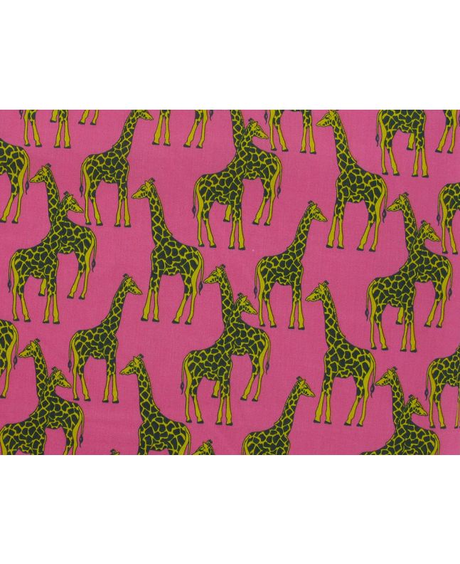 Bright Safari Giraffe Polycotton Print, Pink
