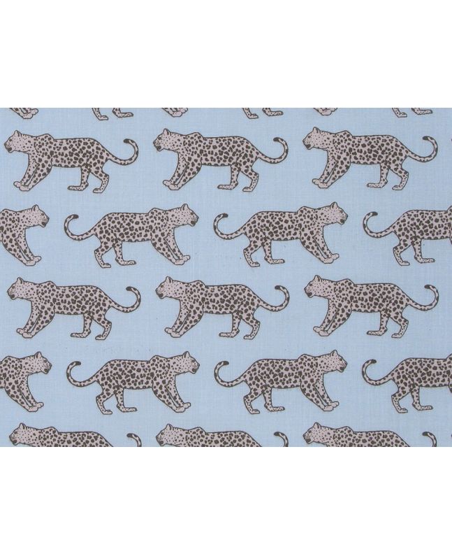 Bright Safari Cheetah Polycotton Print, Sky