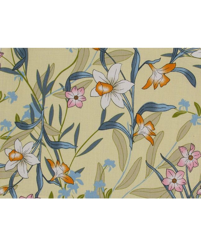 Buttercup Bliss Stretch Cotton Linen Print, Mellow Yellow