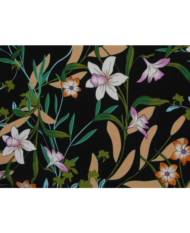 Buttercup Bliss Stretch Cotton Linen Print, Twilight