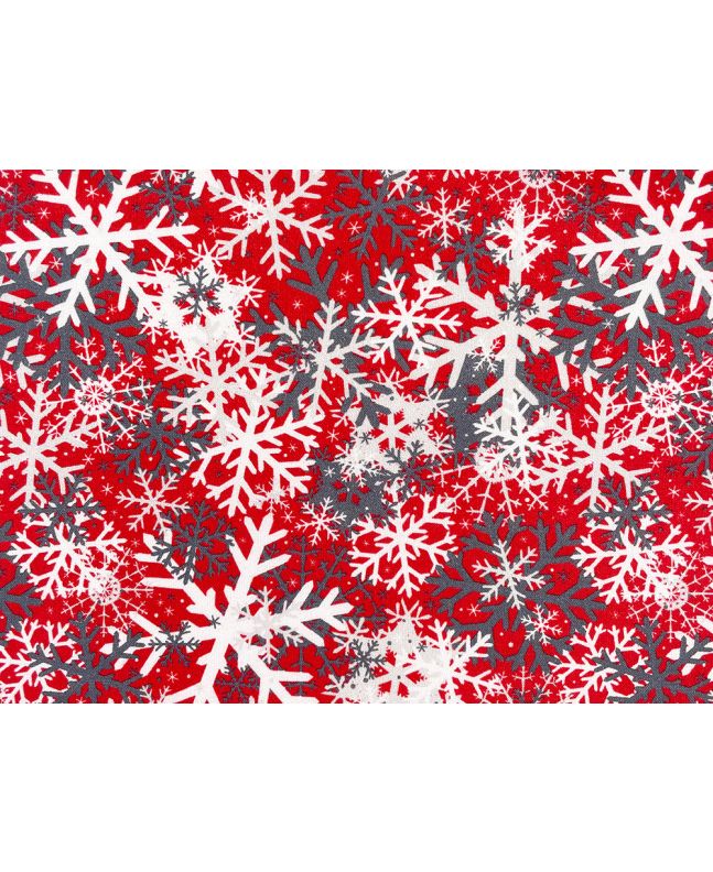 Camo Snowflakes Cotton Print, Red