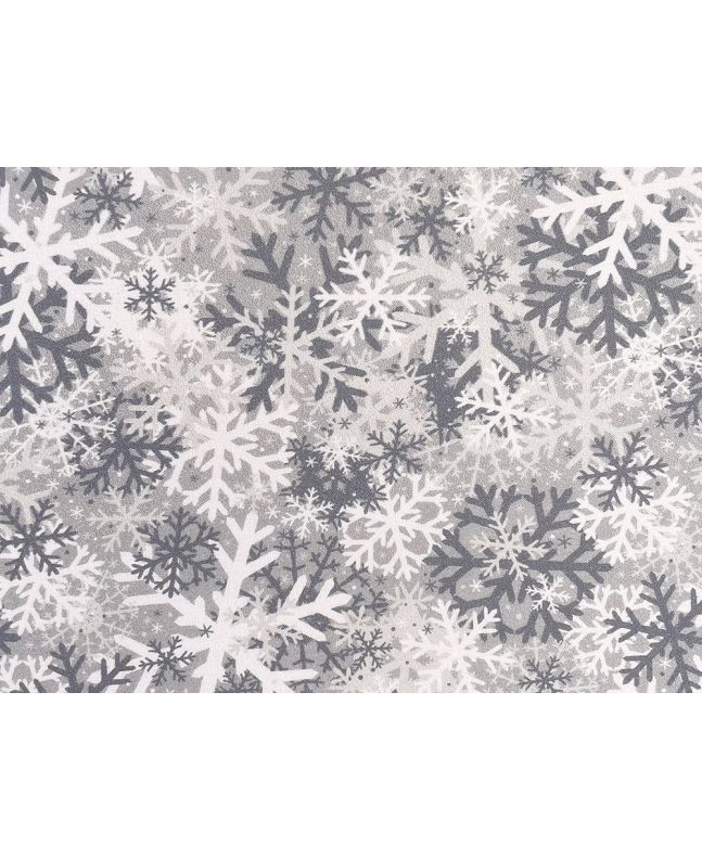 Camo Snowflakes Cotton Print, Silver