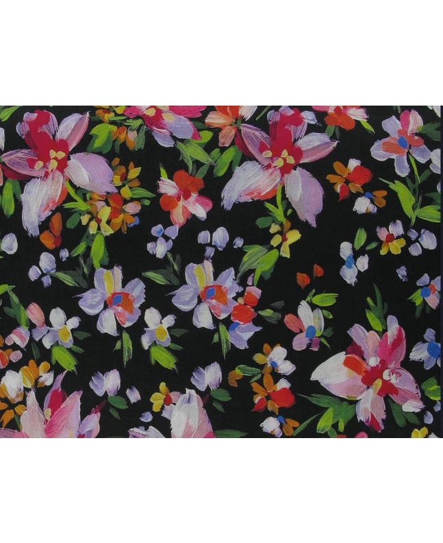 Carnation Garden Cotton Lawn, Black
