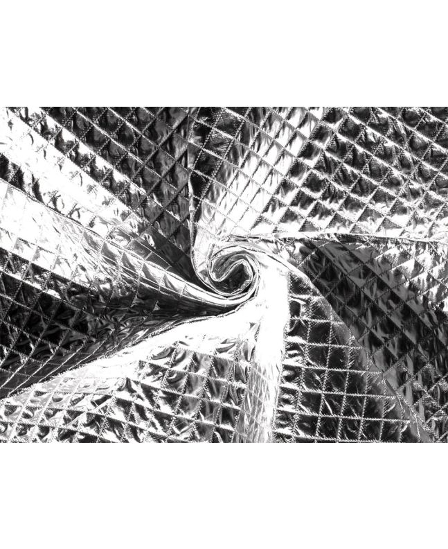 Check Quilted Foil Jacketing, Silver