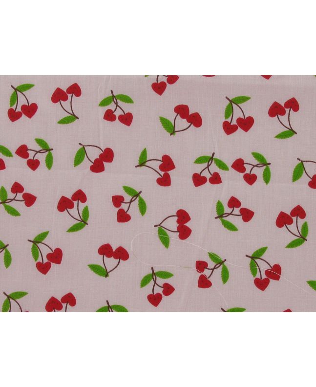 Cherry Love Polycotton Print, Pink