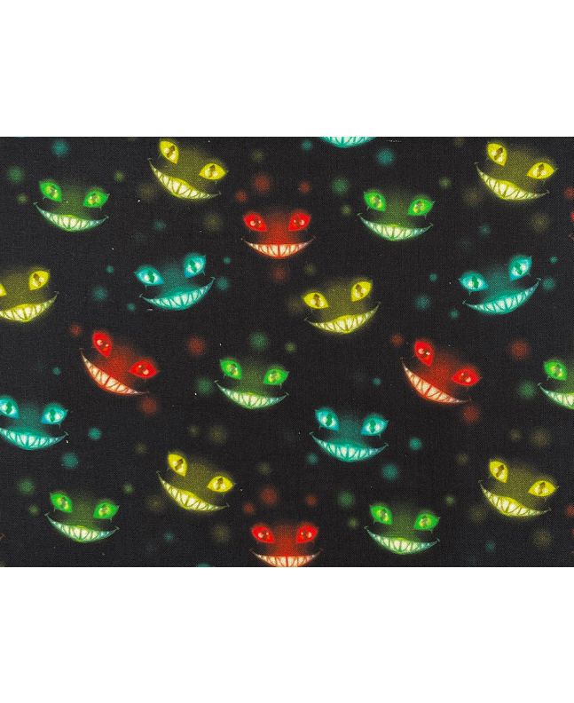 Cheshire Cat Glowing Smile Cotton Print, Multi