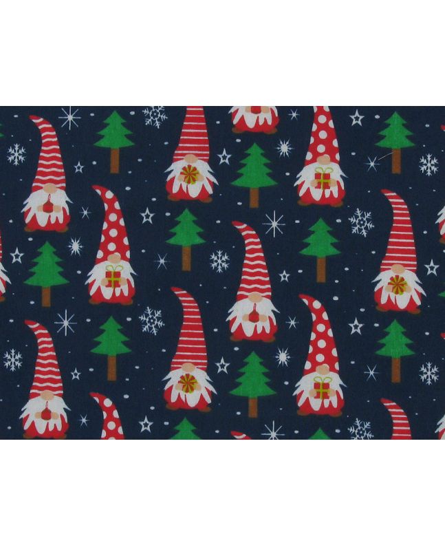 Christmas Gonk Presents Polycotton Print, Navy