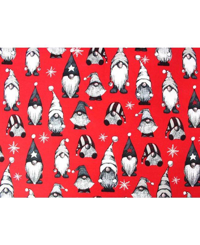 Christmas Gonks Brushed French Terry, Red