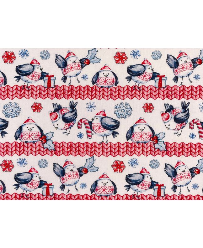 Christmas Robins Knit Cotton Print