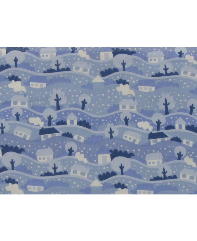 Christmas Snow Gobe Scene Polycotton Print, Sky