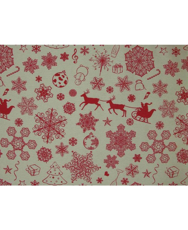Christmas Snowflake Cotton Rich Panama Canvas, Natural