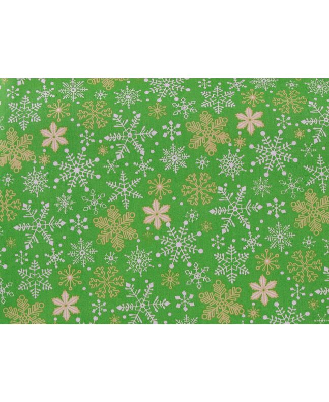 Christmas Snowflake Organic GOTS Cotton Poplin, Green