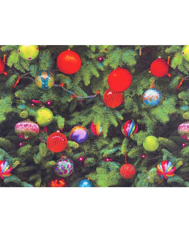 Christmas Tree Baubles Cotton Print