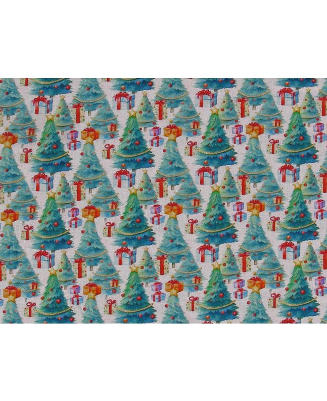 Christmas Tree Presents Cotton Print