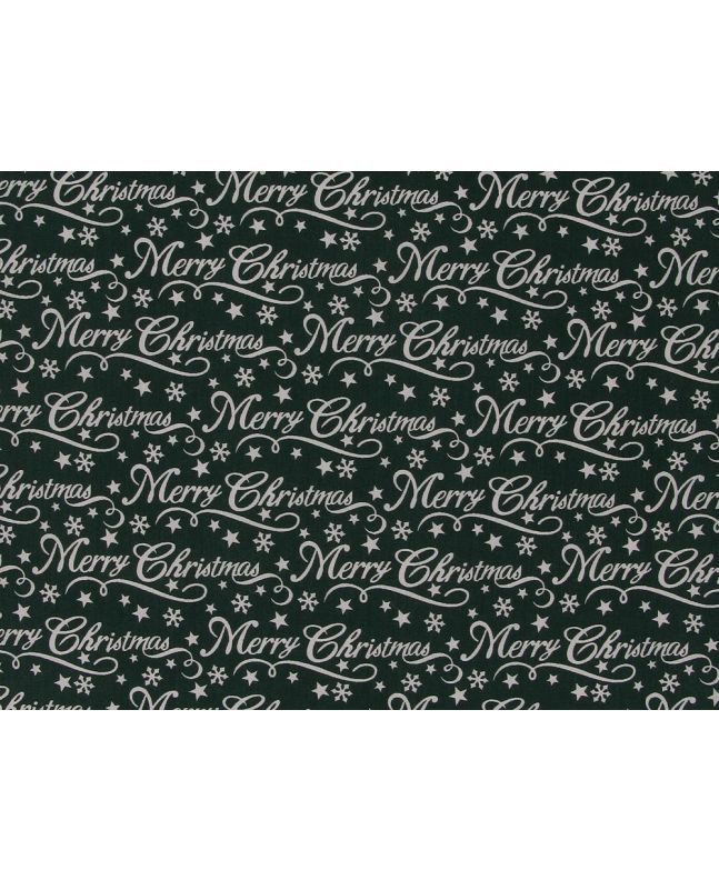 Christmas Wishes Polycotton Print, Green