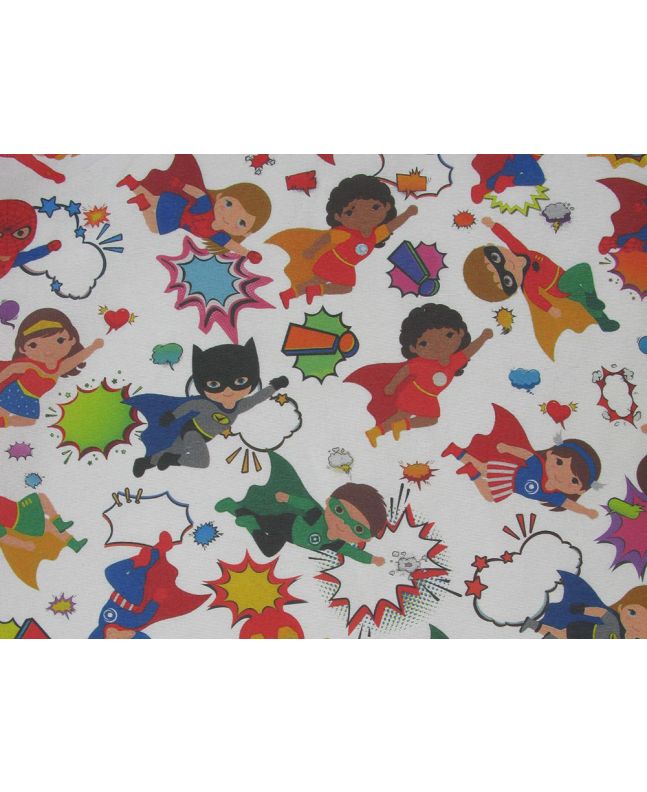Comic Zazzle Cotton Rich Panama Canvas, Superhero Kids