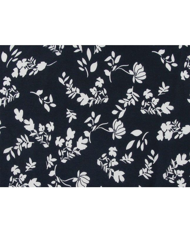 Contour Floral Viscose Print, Navy