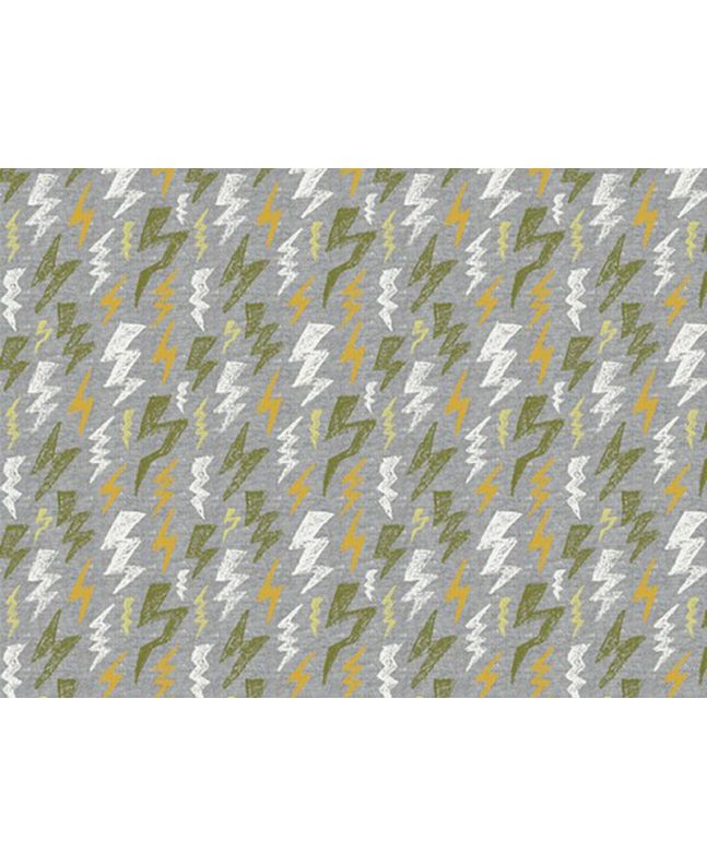 Glow in the Dark Cotton Jersey, Lightning Bolt, Grey